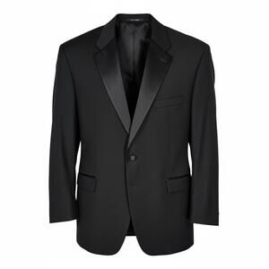 Calvin Klein Black Wool Tuxedo Blazer Satin Lapels Men's 48R Formal Luxe